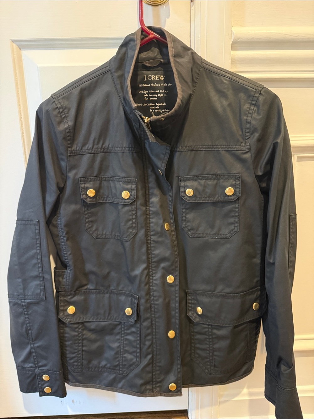 J. Crew Women’s relaxed boyfriend Field Jacket in Black with Gold Hardware